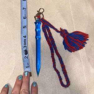 Blue with red self-defense resin keychains